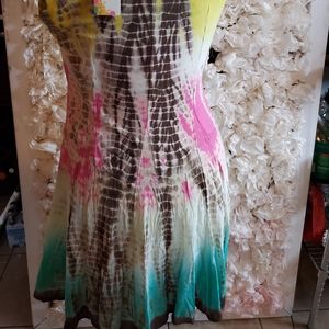 Nwt just funky tye dye tshirt dress yellow pink